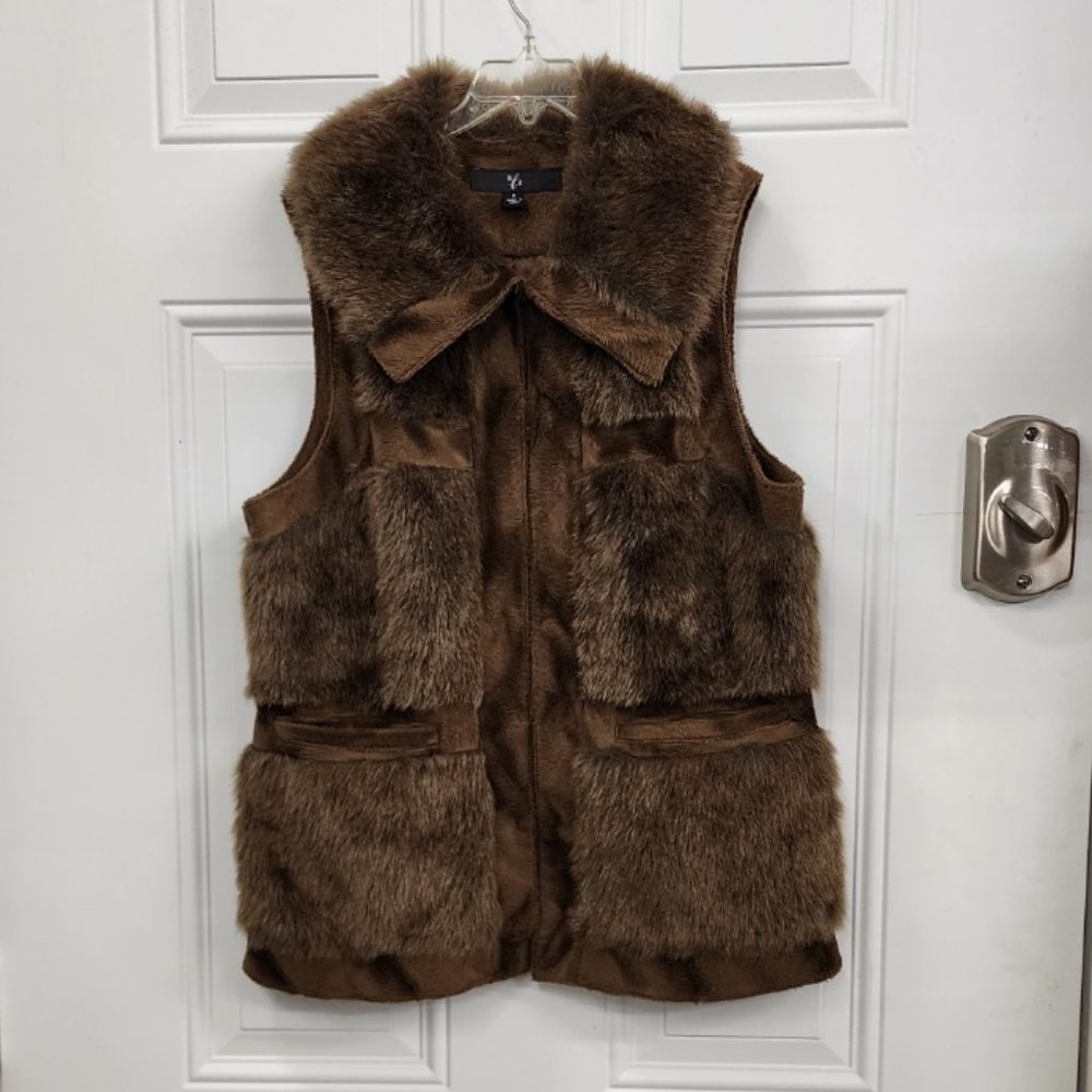 RLZ Faux Fur Vest - Brown - Size Small